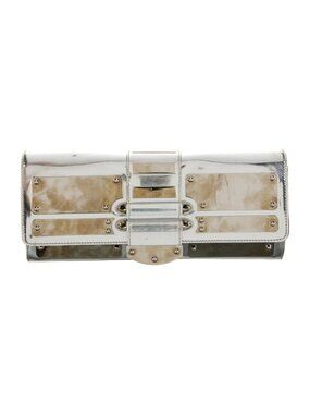 Gucci Silver Mirror Patent Leather Clutch